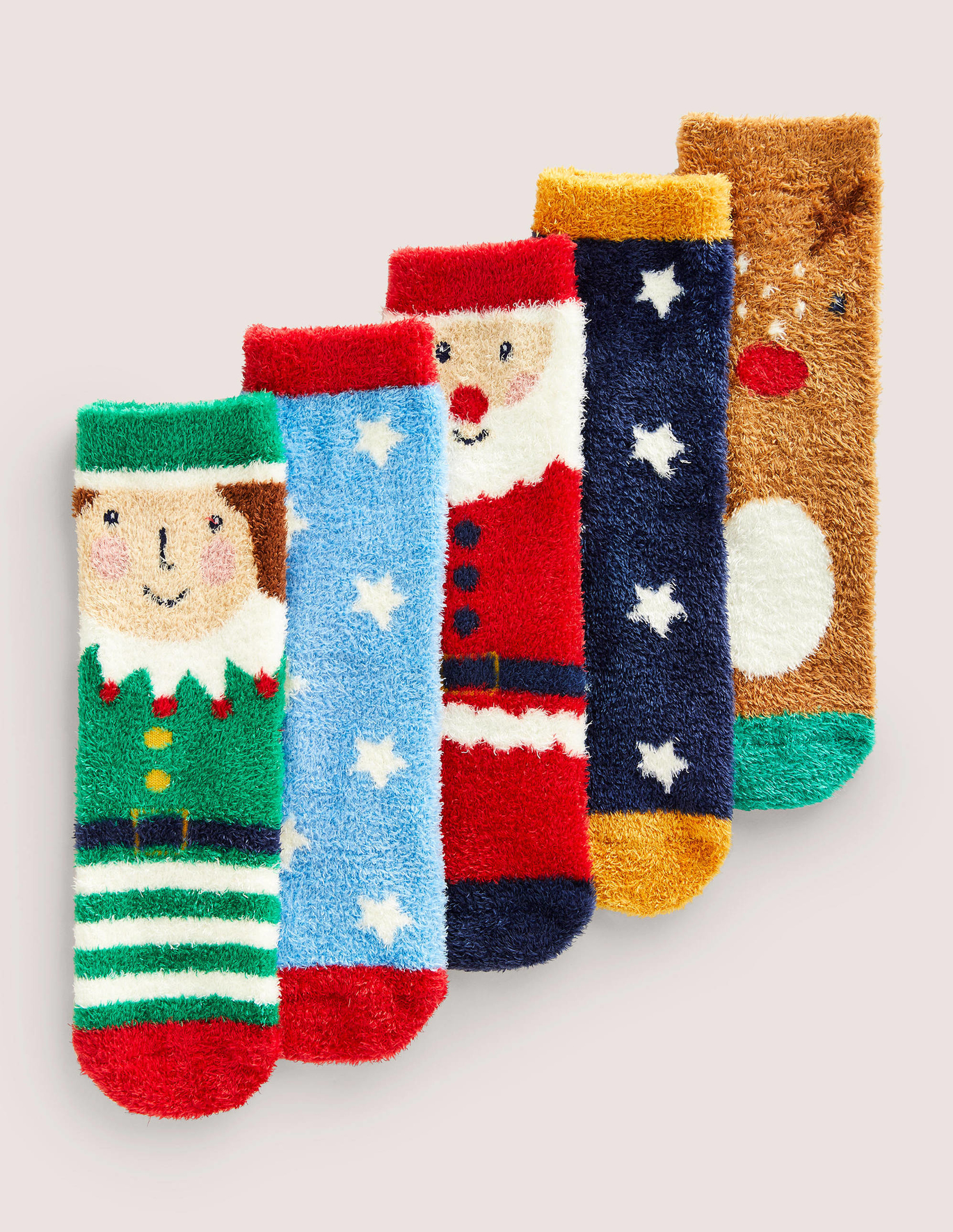 Boden Fluffy Christmas Socks 5 Pack - Multi