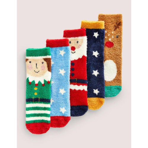보덴 Boden Fluffy Christmas Socks 5 Pack - Multi