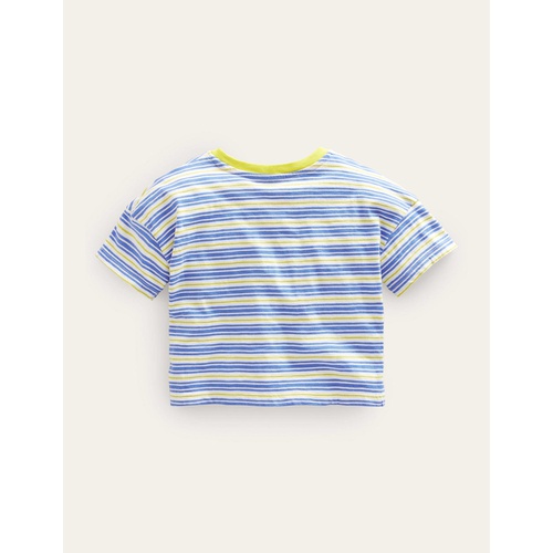 보덴 Boden Relaxed T-shirt - Penzance Blue/Neon Yellow