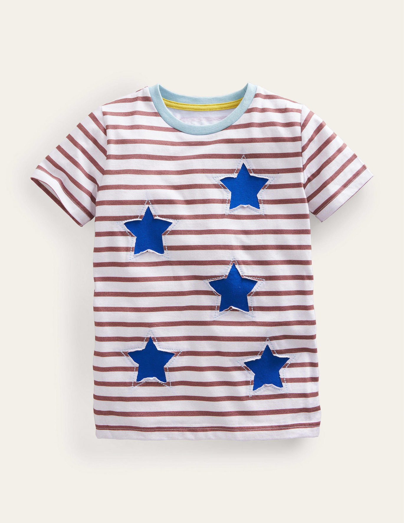 Boden Reverse Applique T-shirt - Red/Ivory Stars