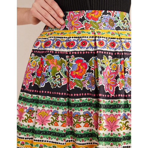 보덴 Boden Pleated Sateen Midi Skirt - Multi, Tapestry Stripe