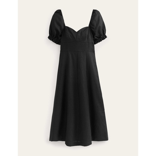 보덴 Boden Sweetheart Linen Midi Dress - Black