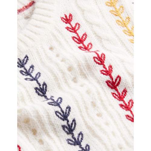 보덴 Boden Fluffy Embroidery Sweater - Warm Ivory
