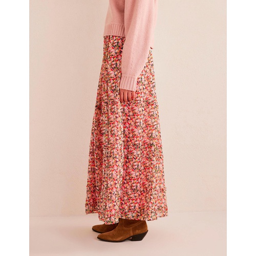 보덴 Boden Ruffle Crinkle Maxi Skirt - Multi, Painterly Floret