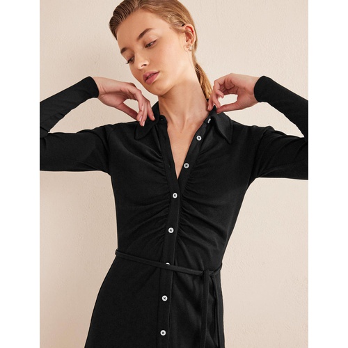보덴 Boden Jersey Ribbed Midi Shirt Dress - Black