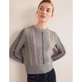 Boden Fluffy Embroidery Sweater - Grey Melange