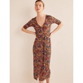 Boden Button Front Jersey Midi Dress - Multi, Gardenia Petal