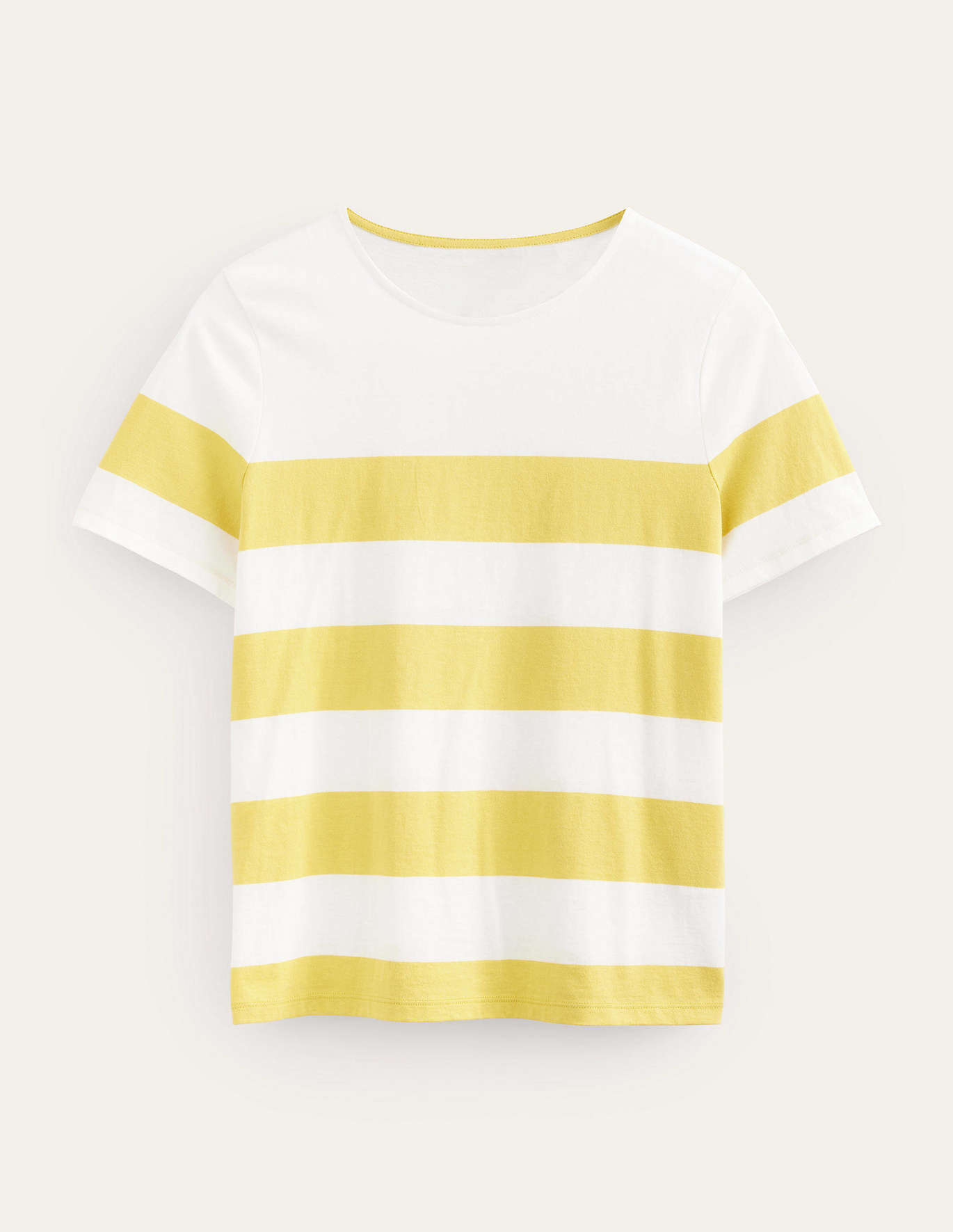 보덴 Boden Short Sleeve Breton T-Shirt - Sweet Honeycomb, Ivory Stripe