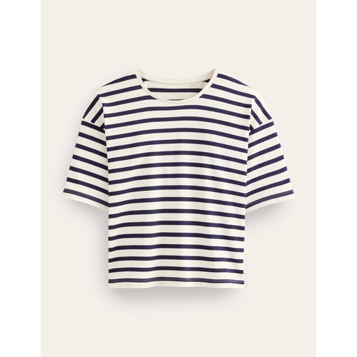 보덴 Boden Oversized Breton T-Shirt - Ivory/Navy Stripe