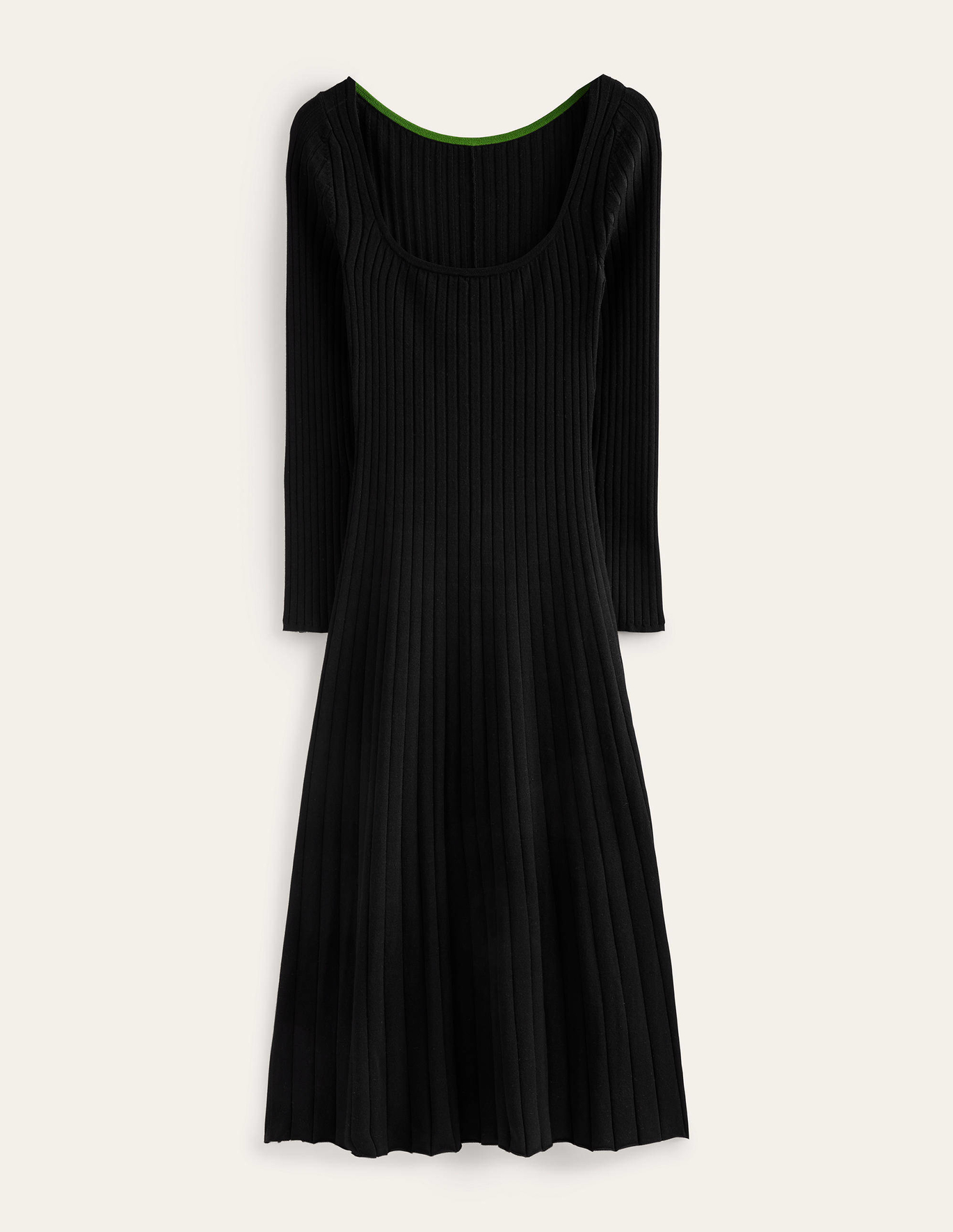 보덴 Boden Scoop Neck Ribbed Dress - Black