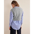 Boden Cropped V-neck Sweater Vest - Grey Melange