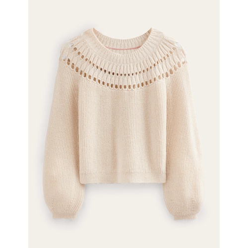보덴 Boden Pretty Ruffle Sweater - Ivory Marl