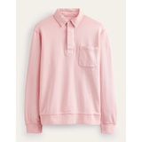Boden Button Neck Sweatshirt - Lotus Pink