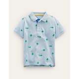 Boden Embroidered Pique Polo Shirt - Surfboard Blue Frogs