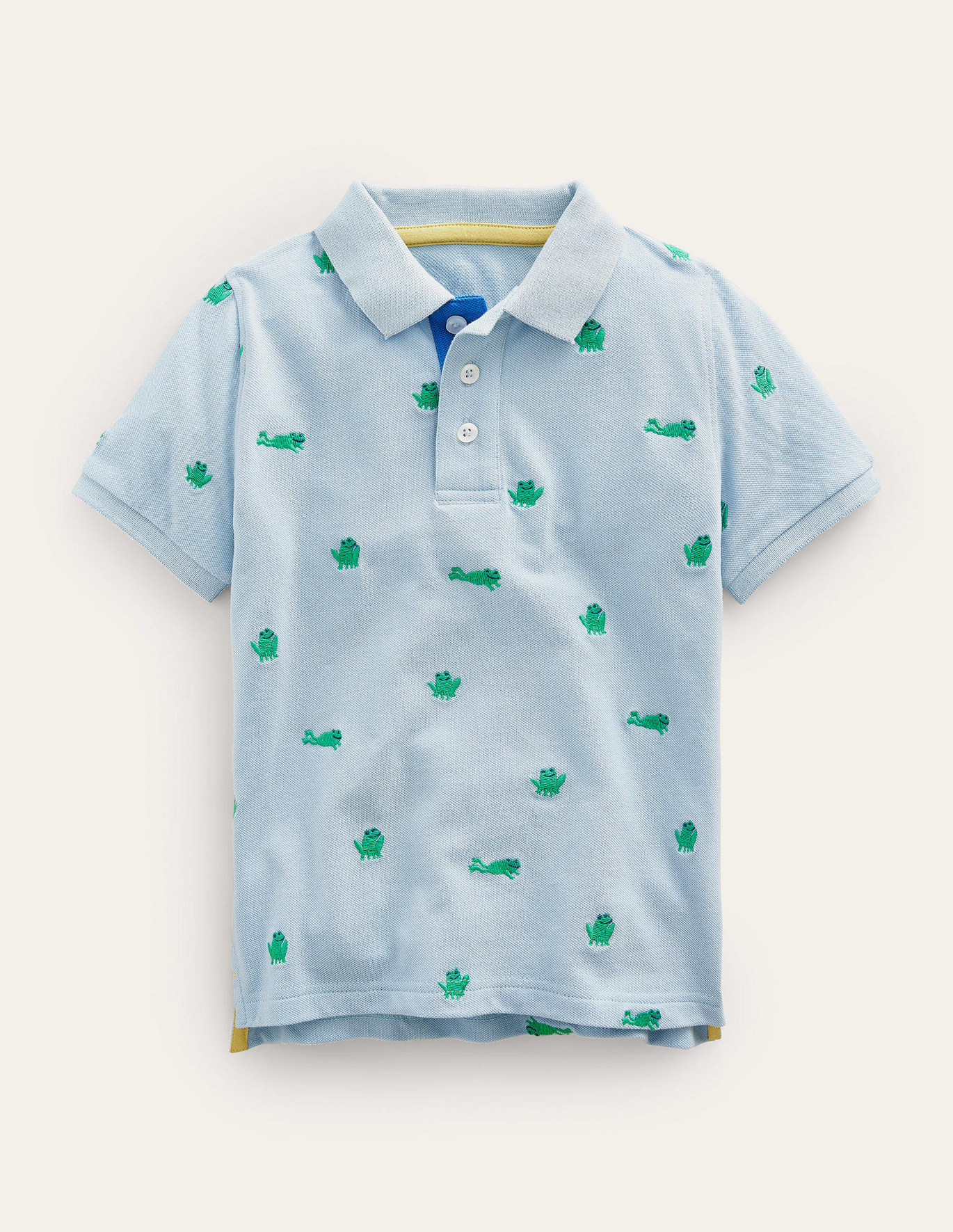 보덴 Boden Embroidered Pique Polo Shirt - Surfboard Blue Frogs