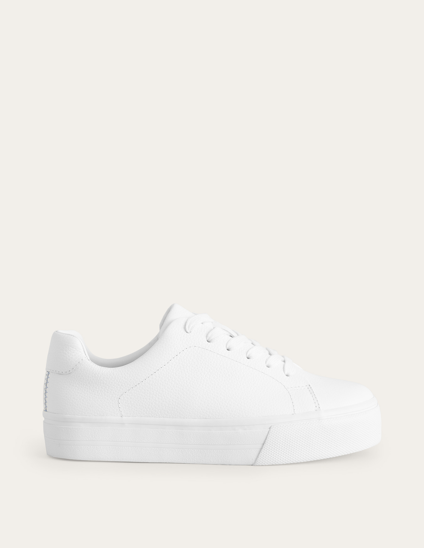 Boden Leather Flatform Trainers - White Tumbled Leather