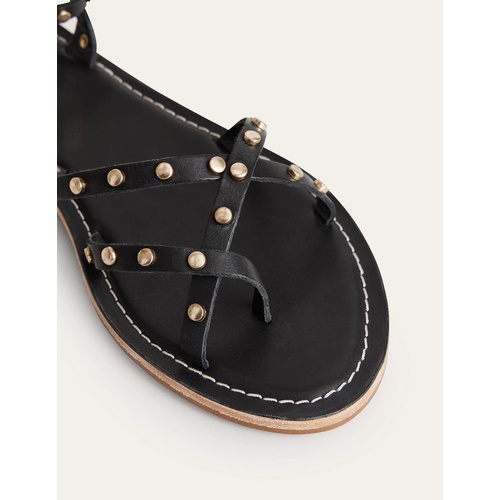 보덴 Boden Studded Classic Flat Sandals - Black Leather