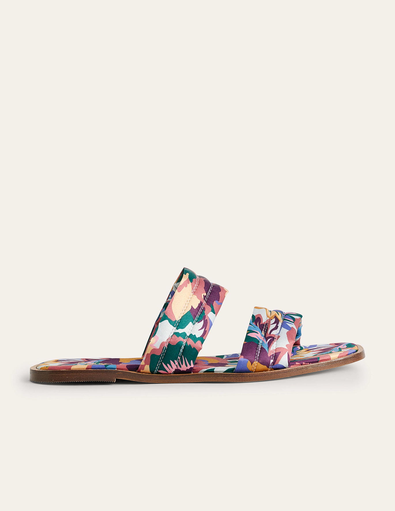 Boden Printed Satin Slide Sandals - Multi, Abstract Rose
