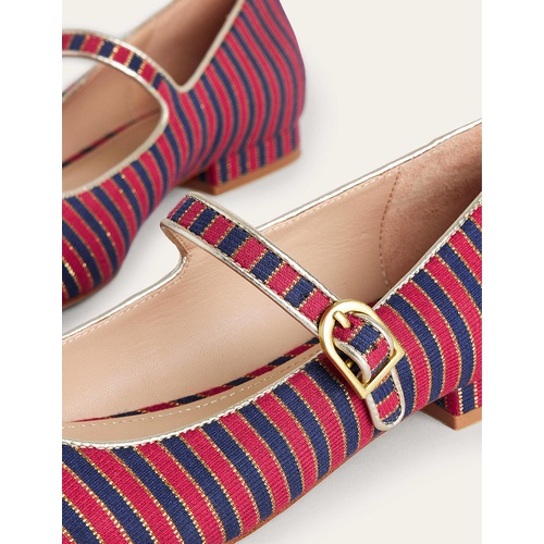 보덴 Boden Pointed Toe Mary Jane Shoes - Red/ Navy Stripe