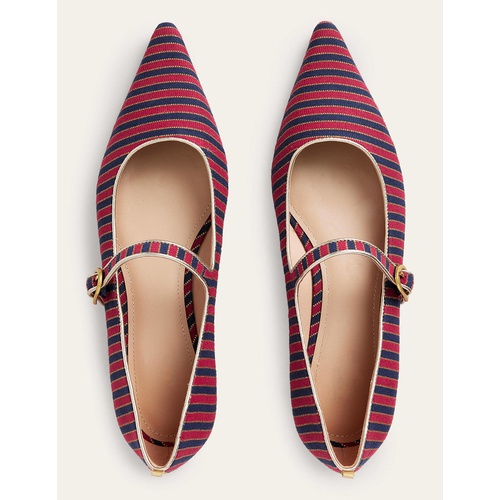 보덴 Boden Pointed Toe Mary Jane Shoes - Red/ Navy Stripe