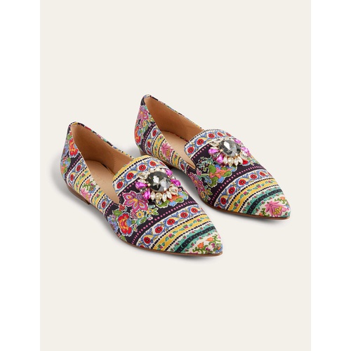 보덴 Boden Printed Embellished Loafers - Carnation Bloom