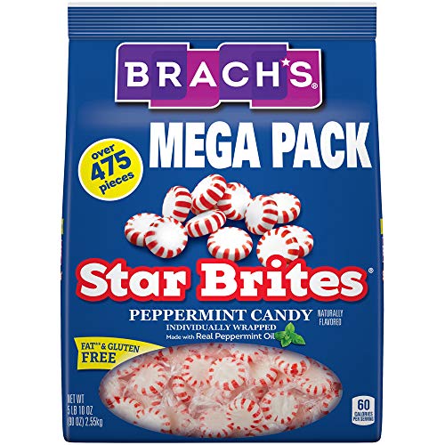 Brachs Star Brites Peppermint Starlight Mints Hard Candy, 5 Pound Bulk Candy Bag Individually Wrapped Bulk Holiday Candy