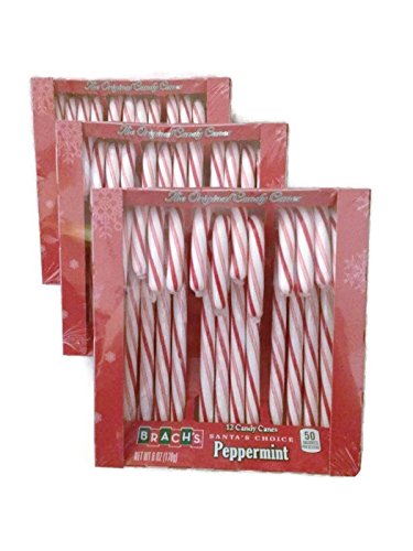 Brachs 12 Peppermint Candy Canes, 6 oz. (3 boxes - 36 count total)