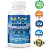 Brain Power Plus Omega 3 Fish Oil Burpless 2200 mg Per Serving, 800 mg EPA, 600 mg DHA - 1500 mg Total Omega-3 - Triple Strength Pharmaceutical Grade Liquid Softgel Capsules - 180 Count - Full 90 D