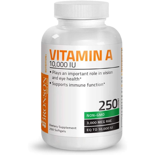  Bronson Vitamin A 10,000 IU Premium Non-GMO Formula Supports Healthy Vision & Immune System and Healthy Growth & Reproduction, 250 Softgels