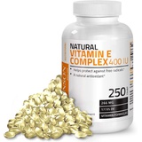 Bronson Natural Vitamin E Complex Supplement 400 I.U. (80% D-Alpha Tocopherol), Natural Antioxidant, 250 Softgels