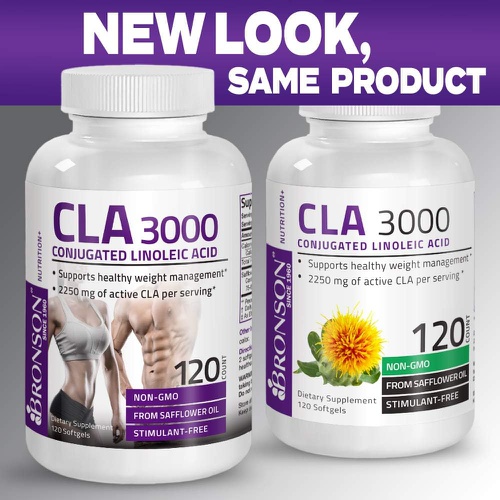  Bronson CLA 3000 Extra High Potency Supports Healthy Weight Management Lean Muscle Mass Non-Stimulating Conjugated Linoleic Acid 120 Softgels