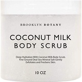 Brooklyn Botany Coconut Milk Body Scrub 10 oz - Made With Dead Sea Salt and Essential Oils - Anti Cellulite, Stretch Marks, and Varicose Veins - 10 oz
