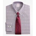Stretch Madison Relaxed-Fit Dress Shirt, Non-Iron Royal Oxford Button-Down Collar Glen Plaid
