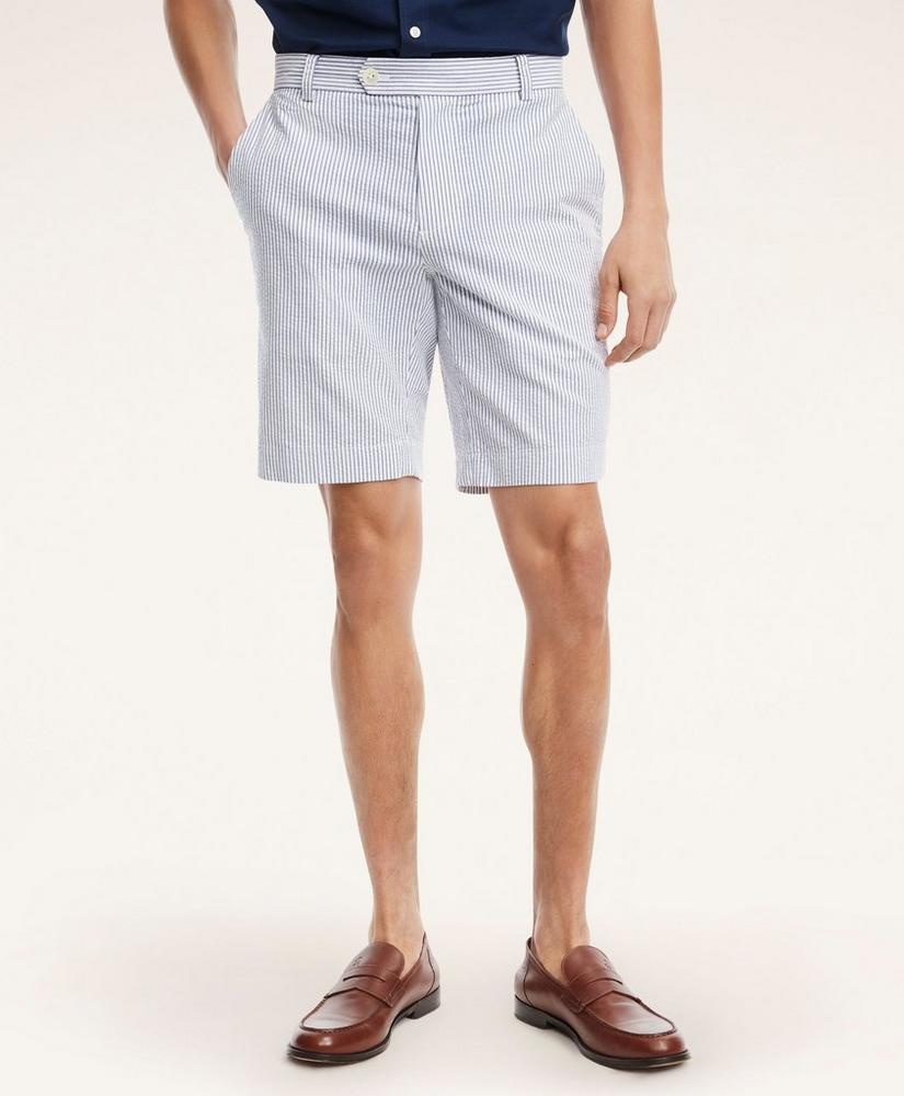 9 Cotton Seersucker Stripe Shorts