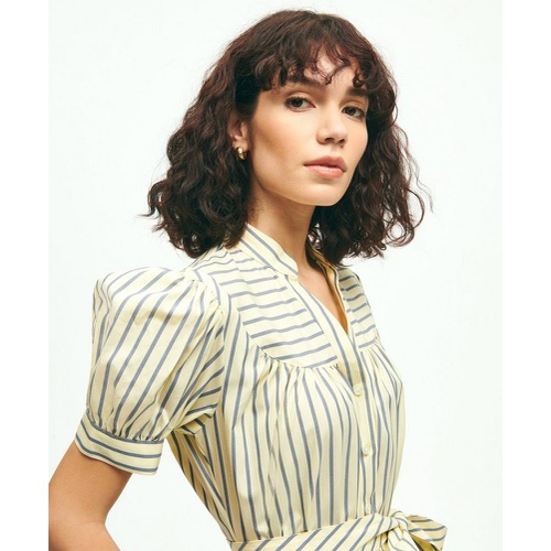 브룩스브라더스 Supima Cotton Fit & Flare Stripe Shirt Dress