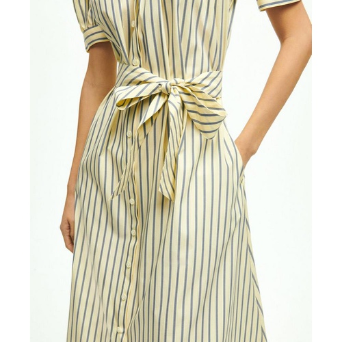 브룩스브라더스 Supima Cotton Fit & Flare Stripe Shirt Dress