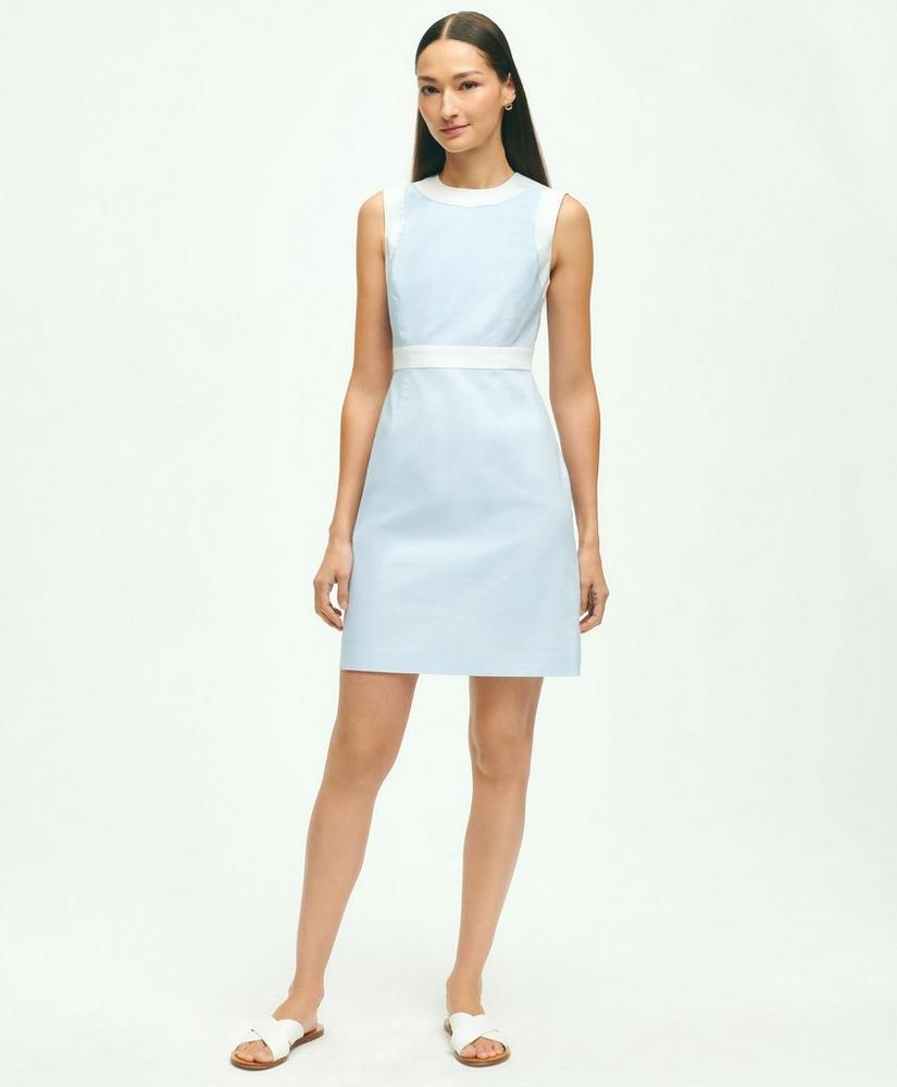 Stretch Cotton Pinpoint Oxford Colorblock Dress