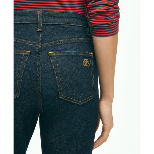 브룩스브라더스 Stretch Cotton Slim-Straight Cropped Denim Jeans