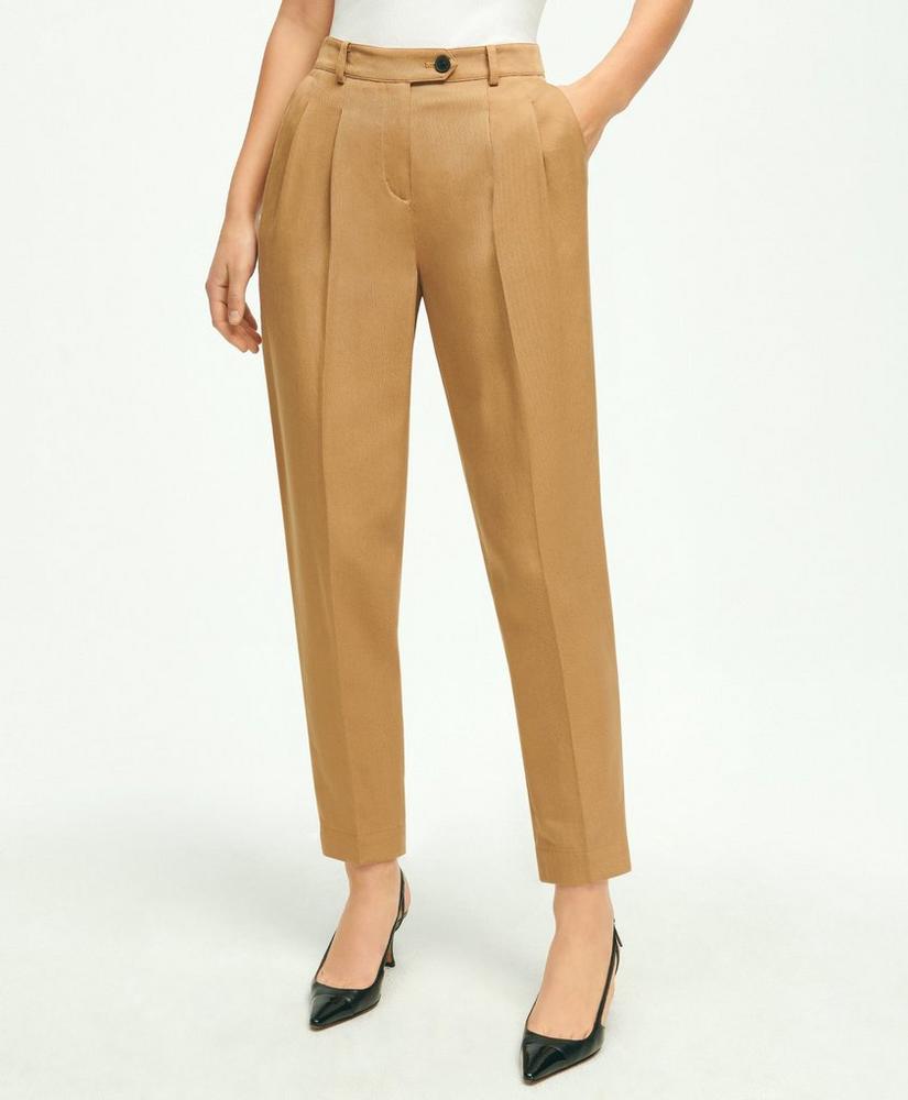 Slim Pleat-Front Cropped Pants