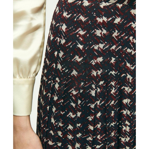 브룩스브라더스 Pleated Chiffon Plaid Skirt