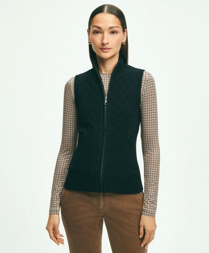 Merino Wool Blend Quilted Sweater Vest