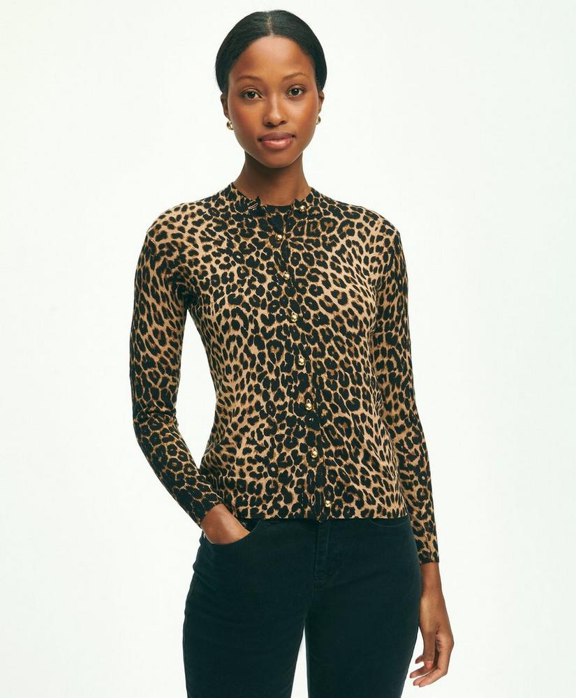 Merino Wool Leopard Print Cardigan