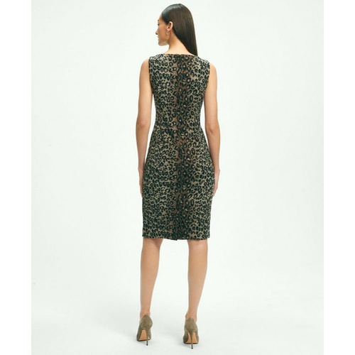 브룩스브라더스 Wool Blend Leopard Print Sheath Dress
