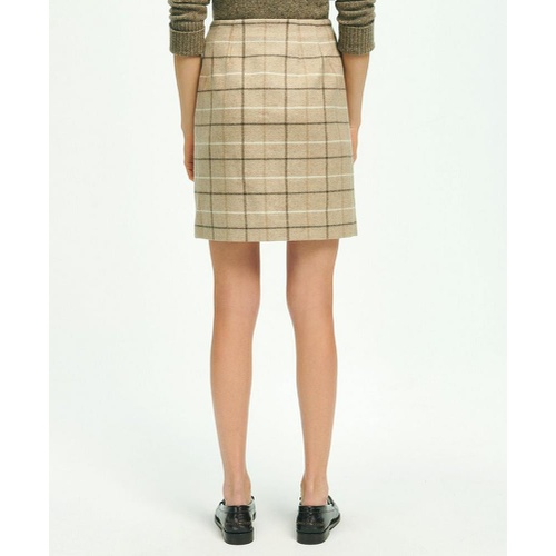 브룩스브라더스 Wool Blend Windowpane Fringed Wrap Skirt