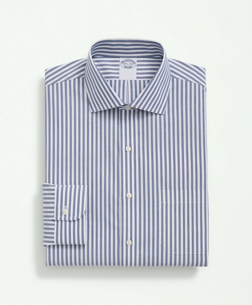 브룩스브라더스 Stretch Supima Cotton Non-Iron Poplin English Spread Collar, Striped Dress Shirt