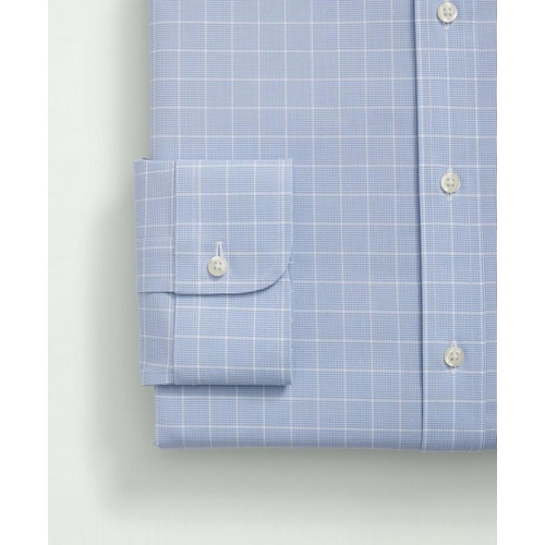 브룩스브라더스 Stretch Supima Cotton Non-Iron Poplin Polo Button Down Collar, Ground Windowpane Dress Shirt