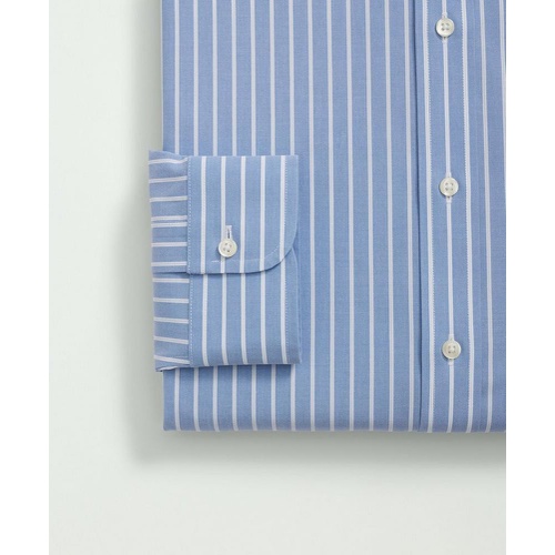 브룩스브라더스 Stretch Supima Cotton Non-Iron Poplin Ainsley Collar, Striped Dress Shirt