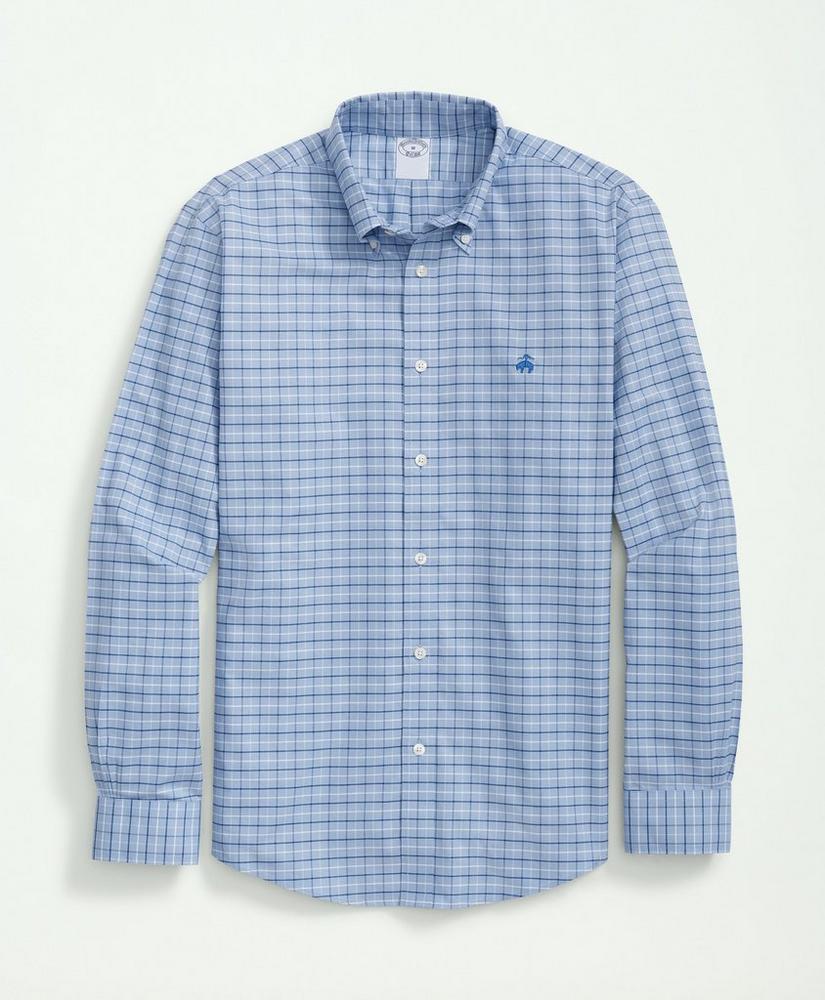 Stretch Cotton Non-Iron Oxford Polo Button Down Collar, Tattersall Shirt