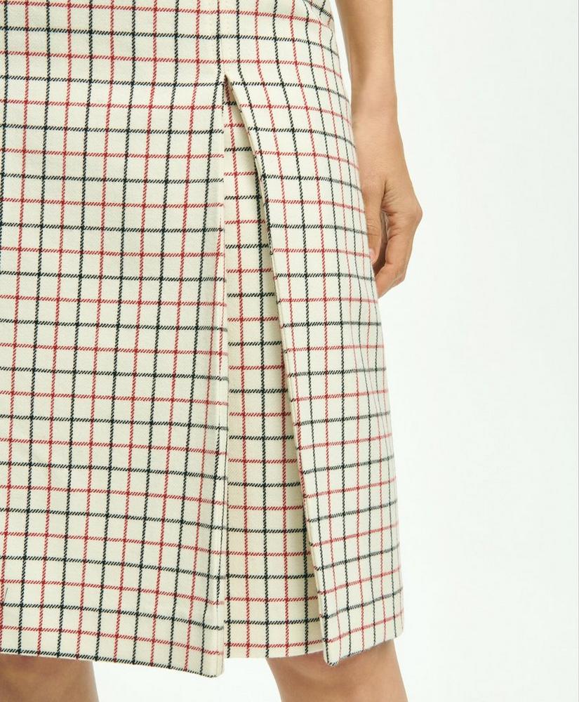 브룩스브라더스 Lambswool Box Pleated Tattersall A-Line Skirt