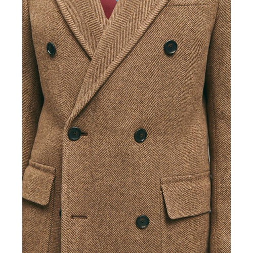 브룩스브라더스 Wool Blend Double-Faced Double Breasted Herringbone Overcoat